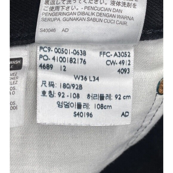 Levi's Mens 501 Jeans 36x34 Regular Fit Denim Button Fly Black Pants Western - Picture 13 of 13